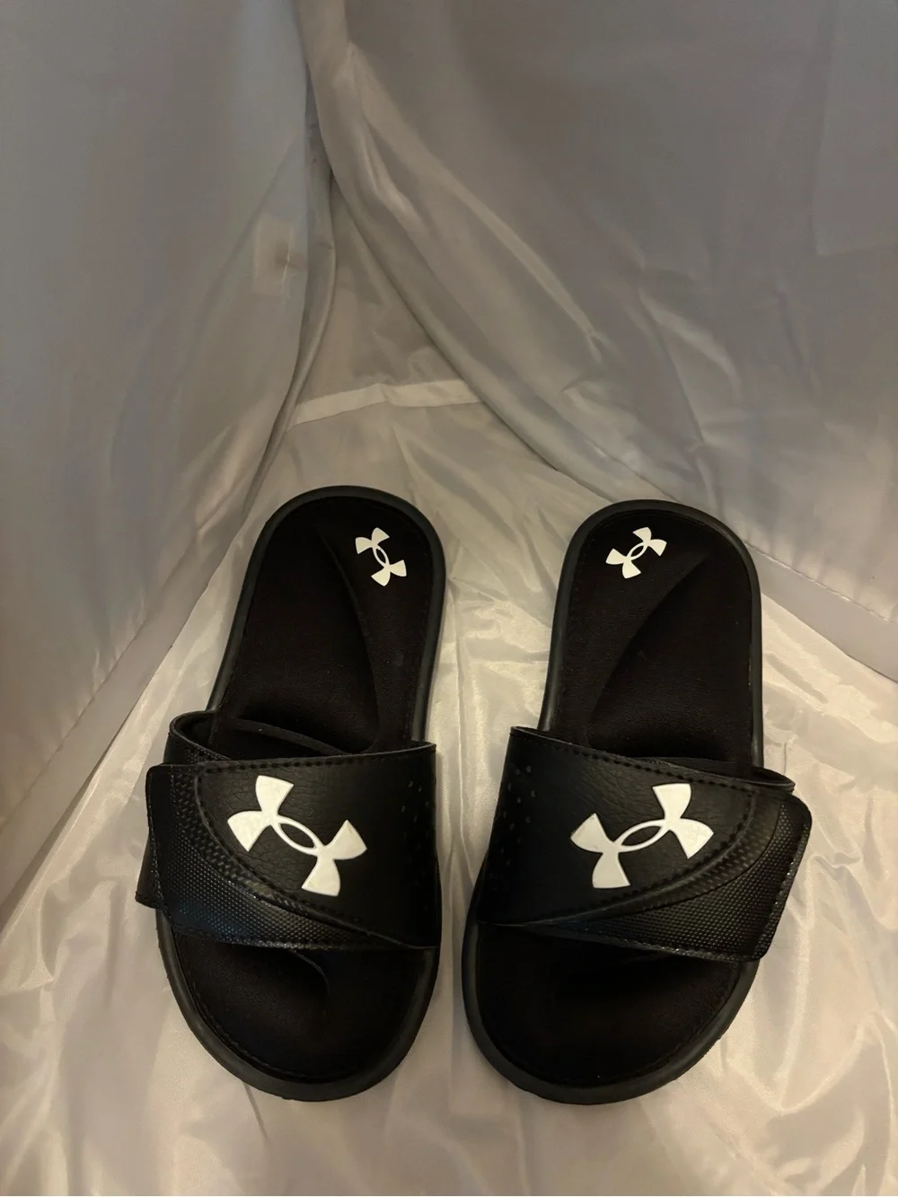 Under Armour Kids Black Slide Sandals with White Logo